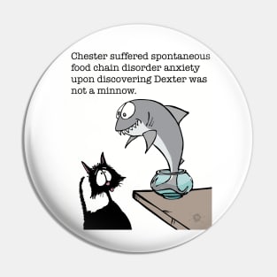 Cat and Shark fishbowl Pin