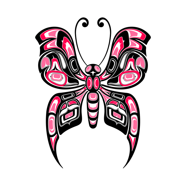 Pink and Black Haida Spirit Butterfly by jeffbartels