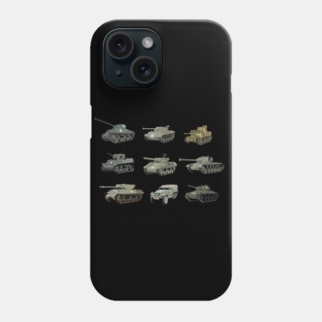 Multiple American WW2 Tanks and Armored Vehicles Phone Case by NorseTech