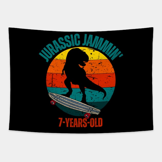 Jurassic Jammin' 7-Years-Old Boys Birthday Party Dinosaur Theme Tapestry by Sams Design Room