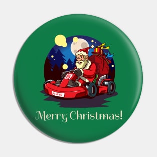 Go Kart Santa Merry Christmas Pin