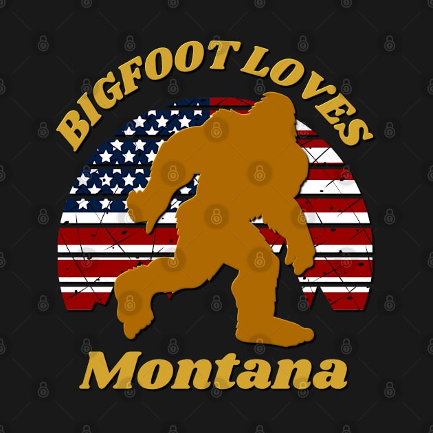 Bigfoot loves America and Montana too by Scovel Design Shop
