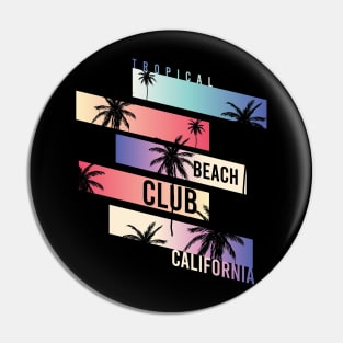 California beach Club Palm Tree Tropical typography Pin