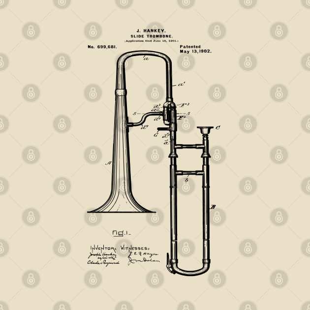 Slide Trombone Patent 1902 Musician Gift by MadebyDesign