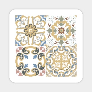 Vector set of Portuguese tiles patterns. Collection of colored patterns for design and fashion. Magnet