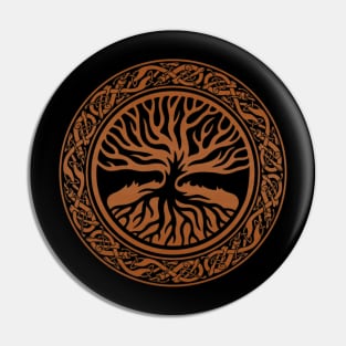 Tree of life  -Yggdrasil and  Runes Faux Leather Pin