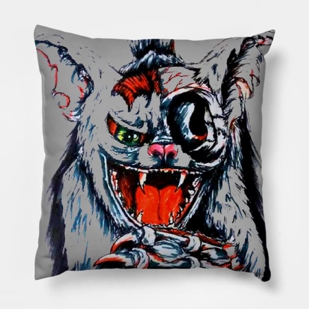 Zombie Cat (Transparent) Pillow by DaGrayArea
