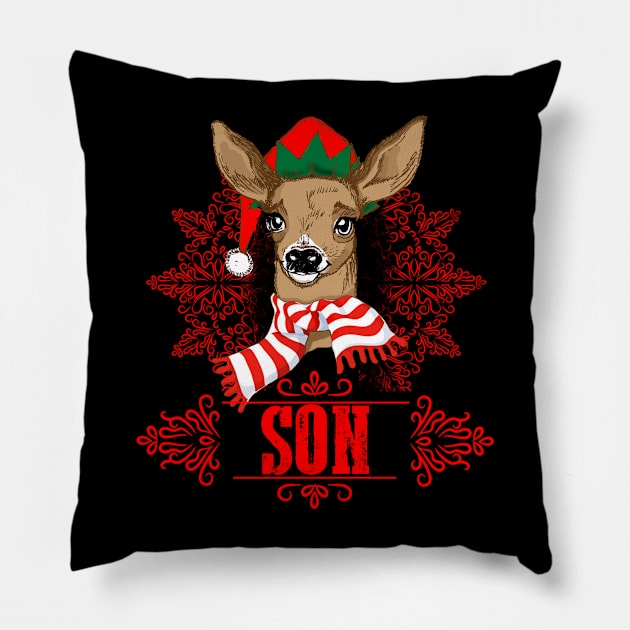 Christmas Deer Son Reindeer boy Pillow by ArtedPool