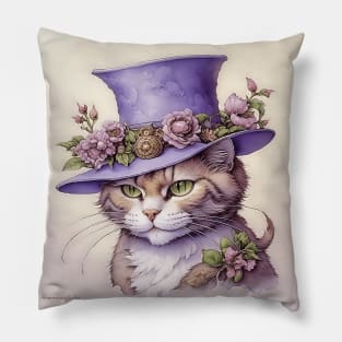 [AI Art] Cheeky cat with hat Pillow