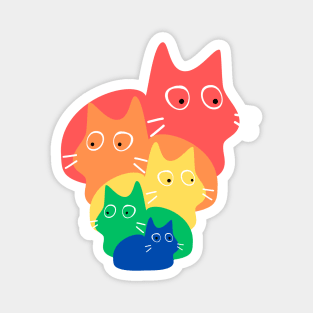 Doodle Rainbow Cats Magnet