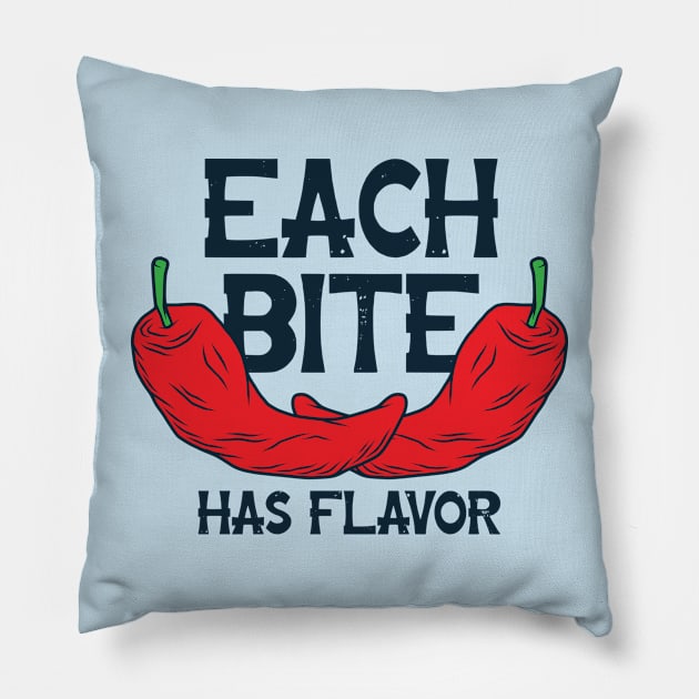 each bite has flavor red pepper Pillow by Mako Design 