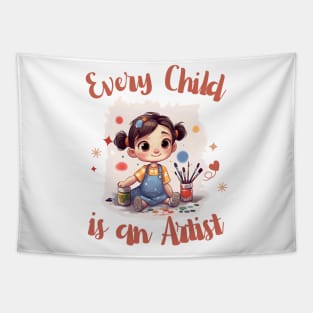 Every Child is an Artist - Cute Girl Tapestry