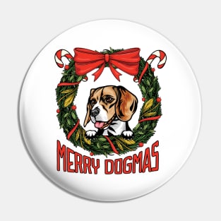 Merry Dogmas Christmas Beagle Dog Owner Pin