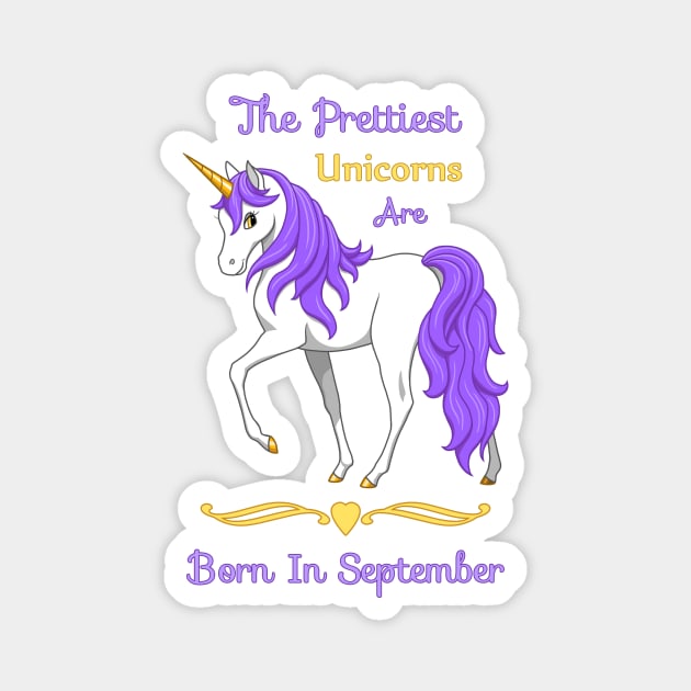 Pretty Purple Unicorns Are Born in September Magnet by csforest