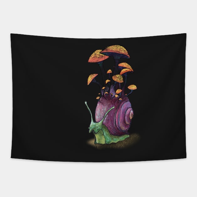 Snail With Mushrooms Tapestry by thatmacko