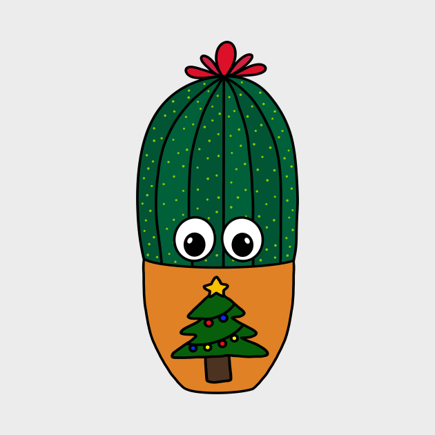 Cute Cactus Design #317: Cactus In Christmas Tree Pot by DreamCactus