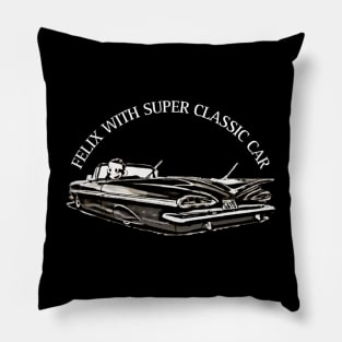 felix with super classic car Pillow