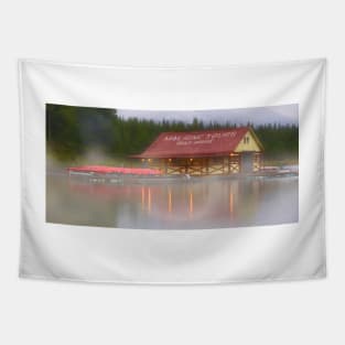 Malign Lake Boat House Tapestry