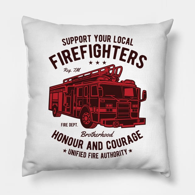 Fire Fighter Truck Pillow by PaunLiviu