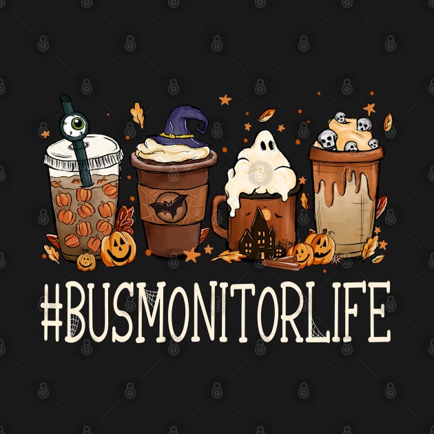 Bus Monitor Horror Coffee Spooky Halloween Pumpkin Autumn by TeeaxArt