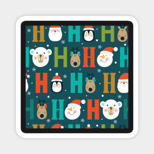 Ho Ho Ho, Christmas, Santa, Reindeer, Polar Bear, Snow Magnet