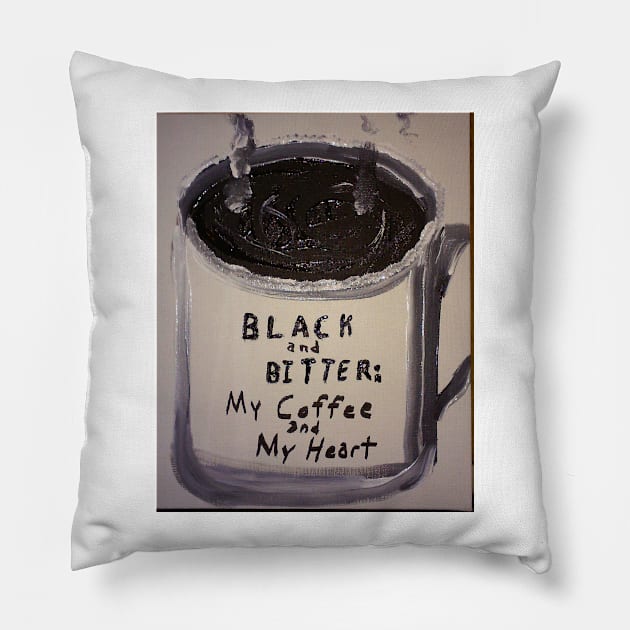 Black and Bitter Pillow by arbitrarybs