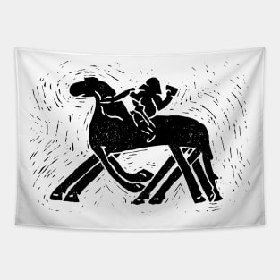 Riding to Valhalla or Tjängvide Odin and Sleipnir (Black Ink Version) Tapestry