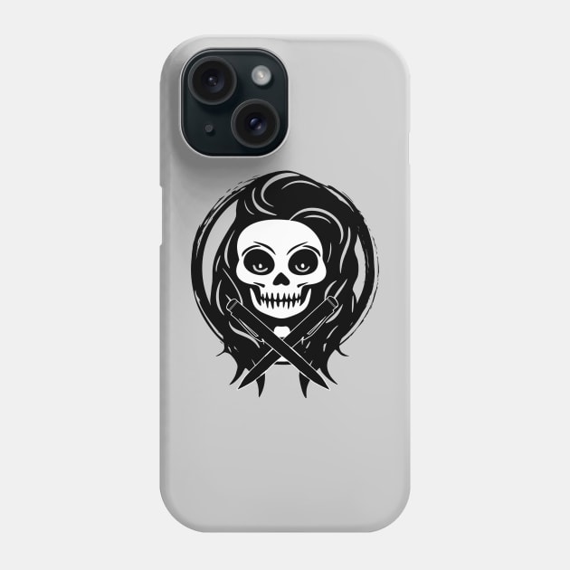 Journalist Skull and Crossed Pens Black Logo Phone Case by Nuletto