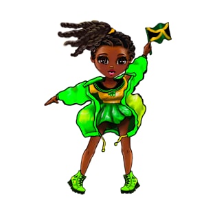 Jamaican girls women Jamaica Pride anime girl Chible Jamaican colors Jamaica flag T-Shirt