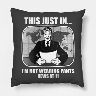 This Just In.. I'm Not Wearing Pants News at 11 Funny Humor Pillow