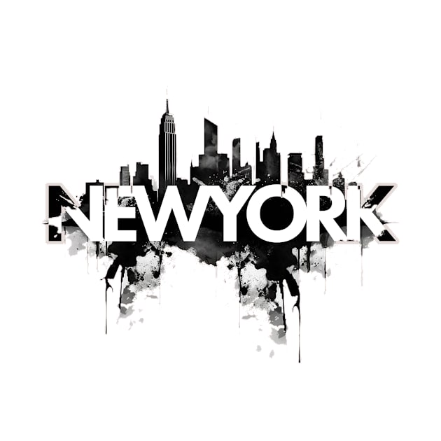 Artistic NewYork Skyline Design with Paint Smudges by MK3