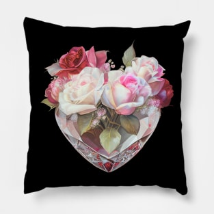 Roses in Heart Shaped Vase Pillow