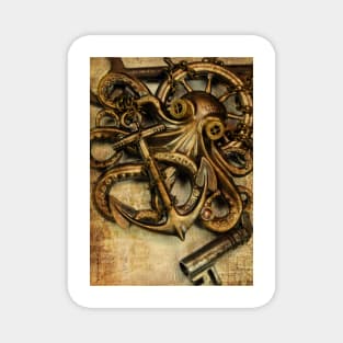 Vintage anchor and octopus steampunk Magnet