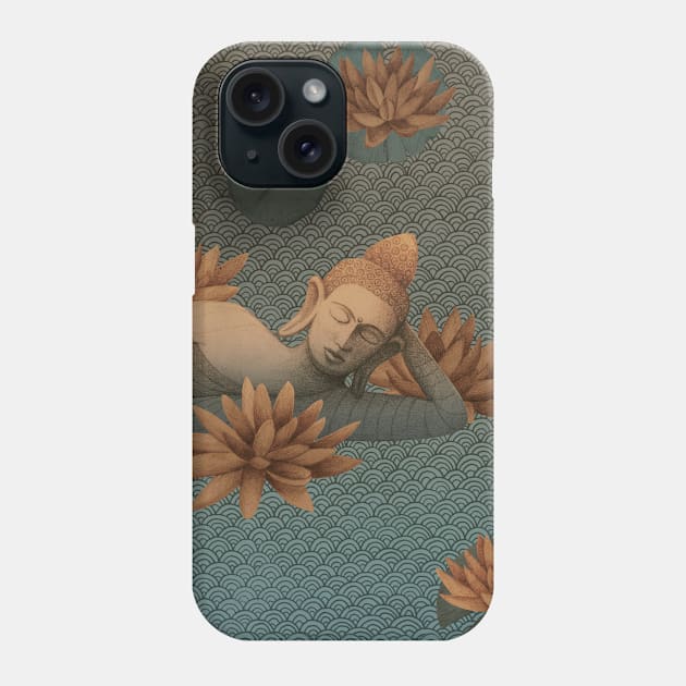 Sleeping Buddha with lotus flowers Phone Case by KindSpirits