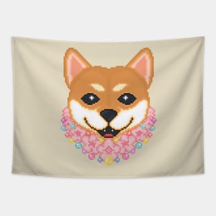 Shiba Inu Pixel Art Tapestry