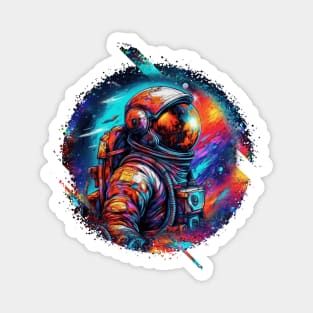 Neon Astronaut Glitch Magnet