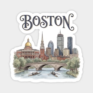 Boston Rowing on the Charles Skyline Magnet