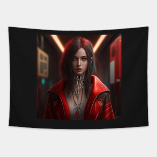 Cyberpunk Redcoat Female Photography Tapestry