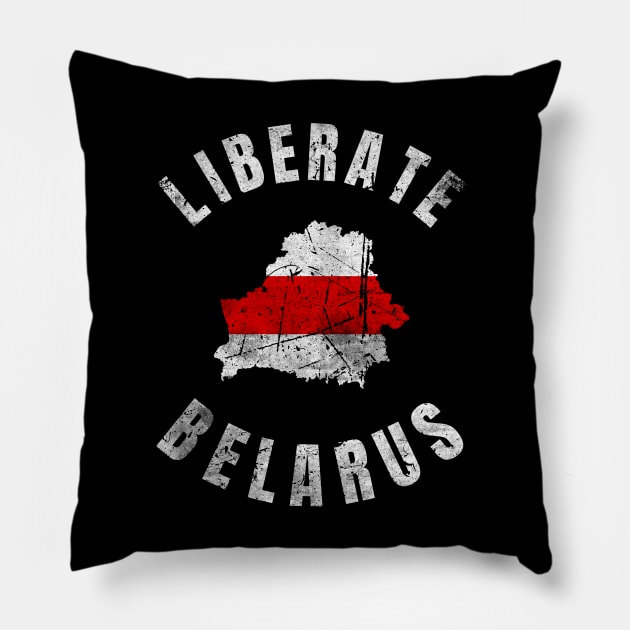 LIBERATE BELARUS PROTEST DISTRESSED Pillow by ProgressiveMOB