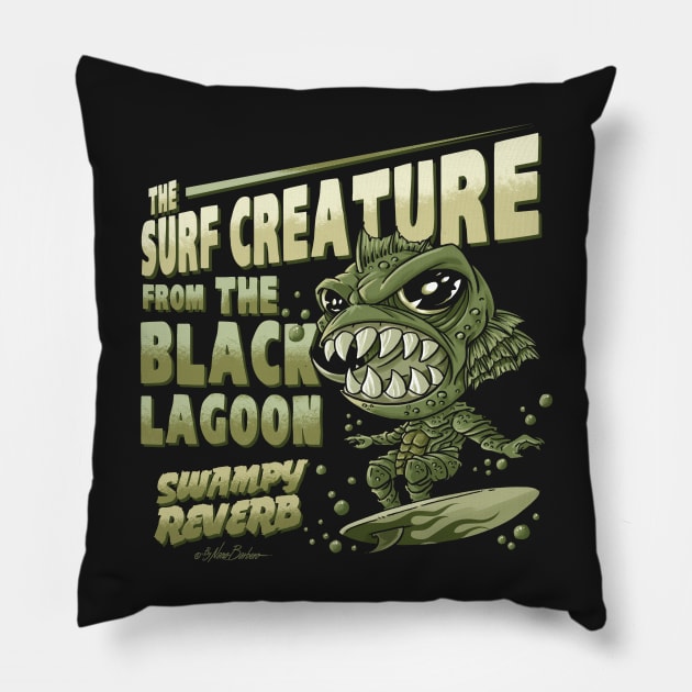 The surf creature Pillow by nanobarbero