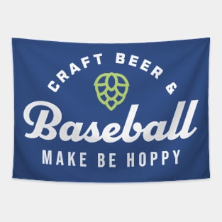 Craft Beer & Baseball Make Me Hoppy Funny Baseball Beer Tapestry