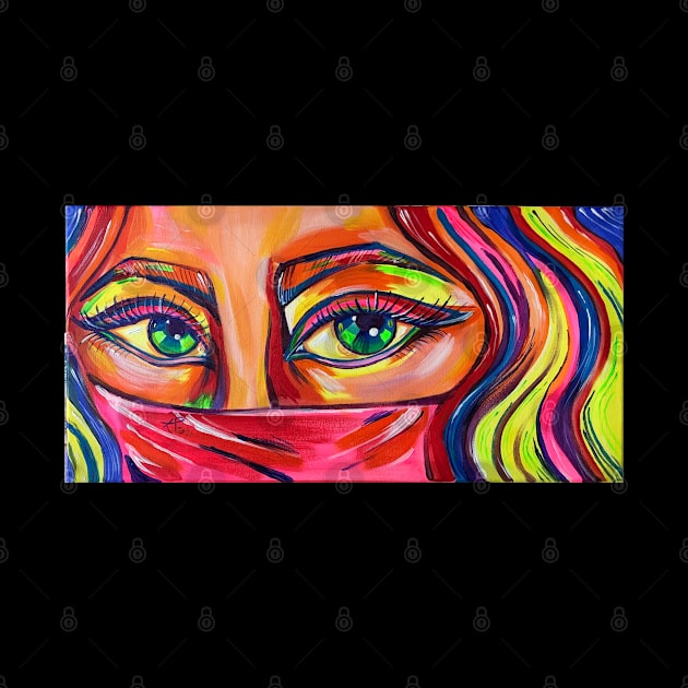 Colorful woman eyes painting by Karroart