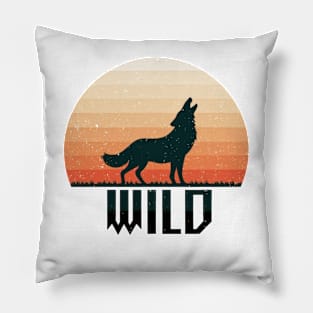 Wolf with text Wild Pillow