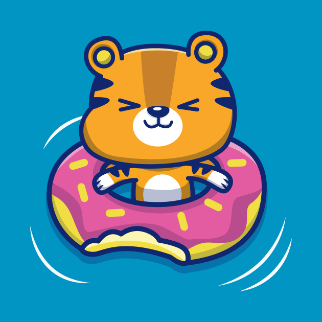 Cute Tiger With Swim Ring Donut by Catalyst Labs