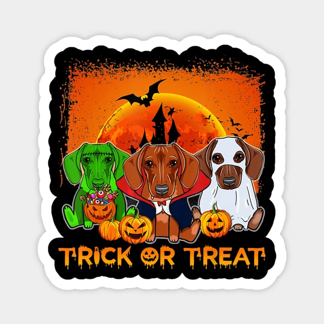 Halloween Dachshund trick or treat T Shirt Dachshund gift Magnet by adrinalanmaji