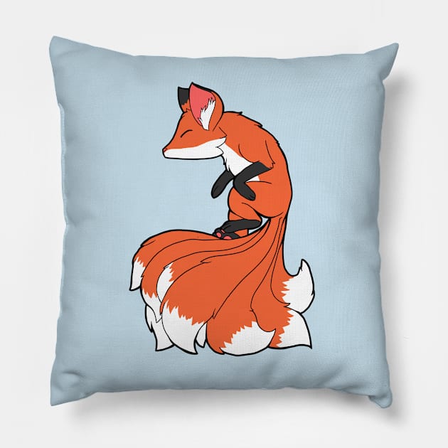 Red Kitsune Pillow by Adastumae