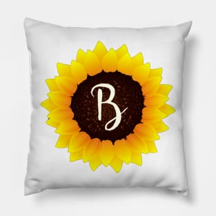 Floral Monogram B Bright Yellow Sunflower Pillow