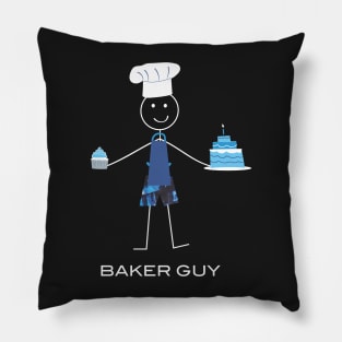 Funny Mens Baker Illustration Pillow