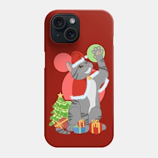 CHRISTMAS GRAY CAT Phone Case