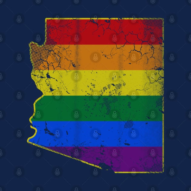 Vintage Arizona Map LGBTQ Gay Pride Flag by E